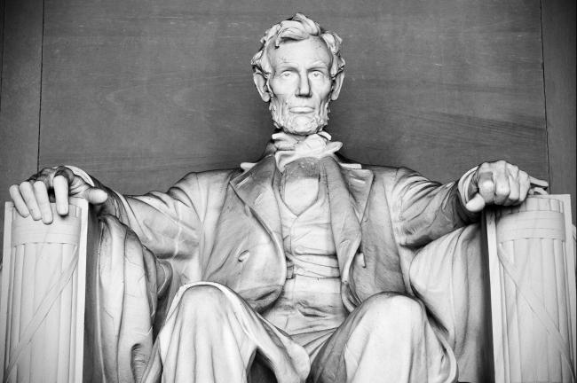 Statue of Abraham Lincoln inside the Lincoln Memorial