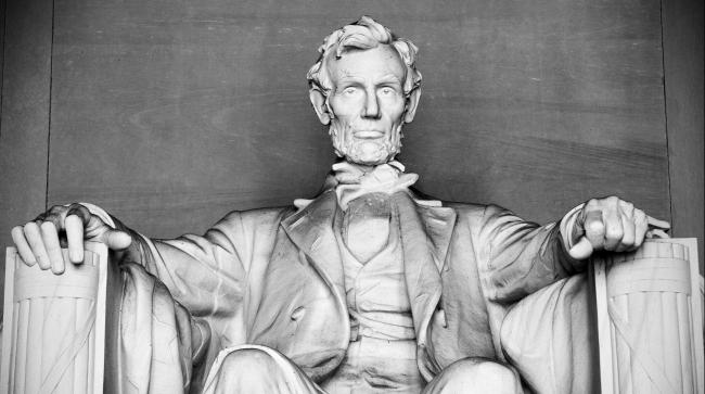 A close-up view of the Lincoln Memorial